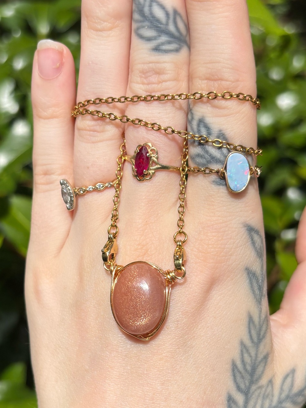 Peach moonstone interchangeable necklace